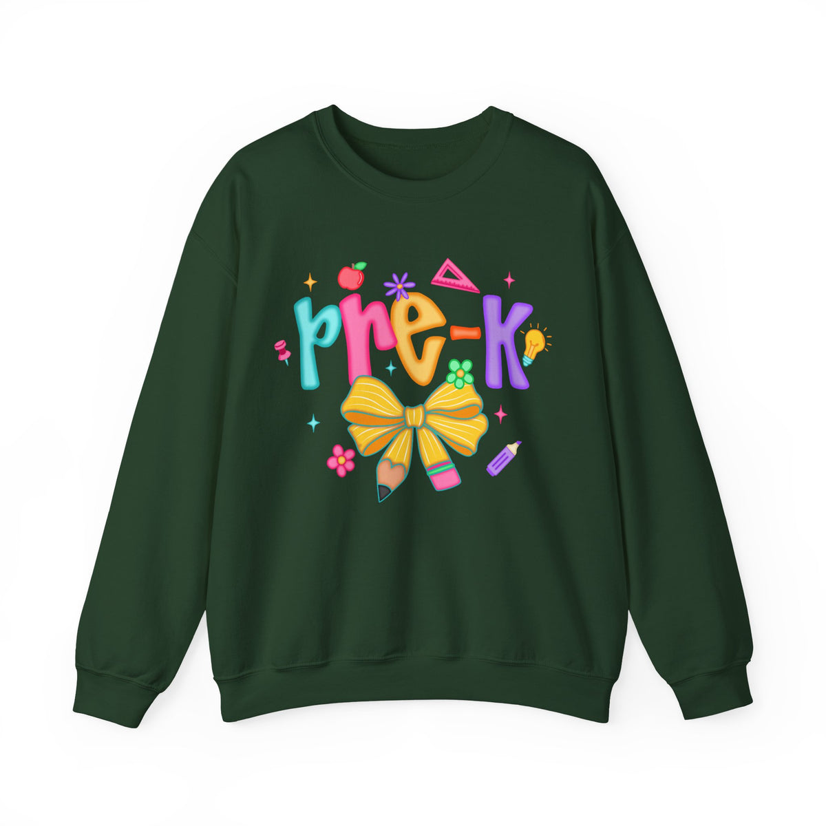Coquette Pre-K Pencil Bow – Gildan Heavy Blend | Trendy Women’s Soft Sweatshirt. Direct to Garment. Printed & Shipped in the USA. Unisex Sizes.