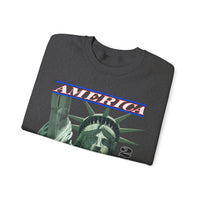 America's 250th Birthday, Statue of Liberty – Gildan Heavy Blend | Trendy Men's and Women’s Soft Sweatshirt. Direct to Garment. Printed & Shipped in the USA. Unisex Sizes.