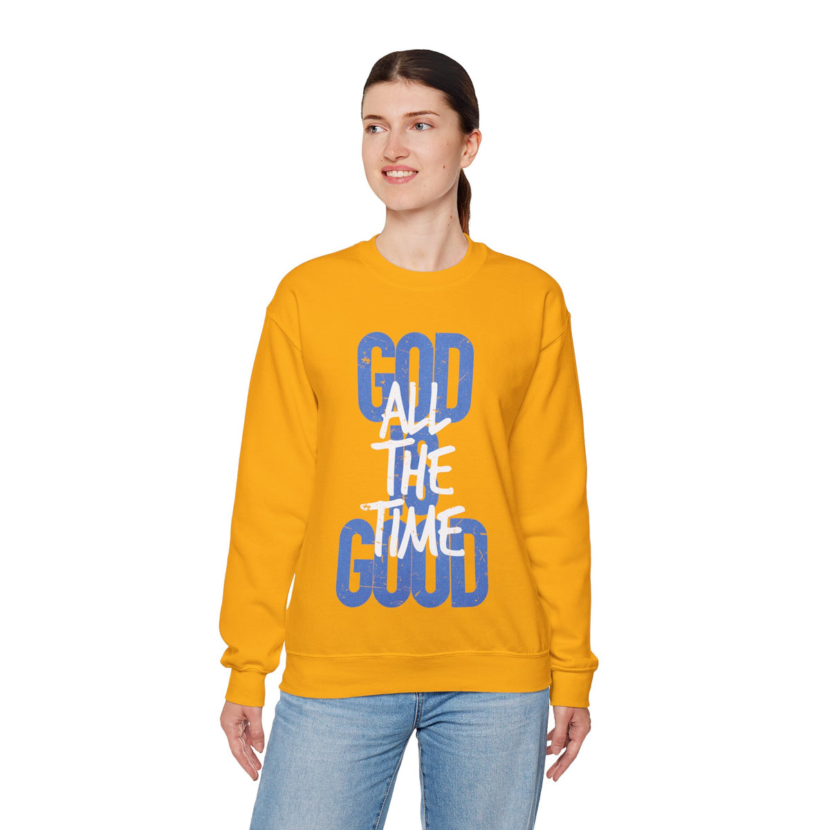 God is Good All The Time – Gildan Heavy Blend | Trendy Women’s and Men's Soft Sweatshirt. Direct to Garment. Printed & Shipped in the USA. Unisex Sizes.