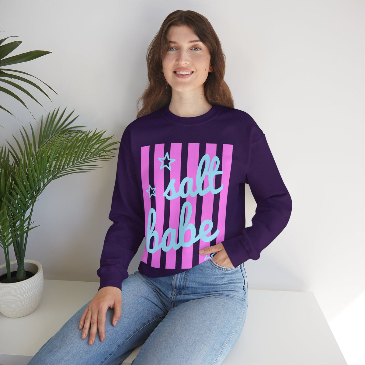 Salt Babe – Gildan Heavy Blend | Trendy Women’s Soft Sweatshirt. Direct to Garment. Printed & Shipped in the USA. Unisex Sizes.