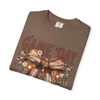 Game Day - Football Bow - Comfort Colors | Trendy Women's T-Shirt. Direct to Garment. Printed & Shipped in the USA. Unisex Sizes.