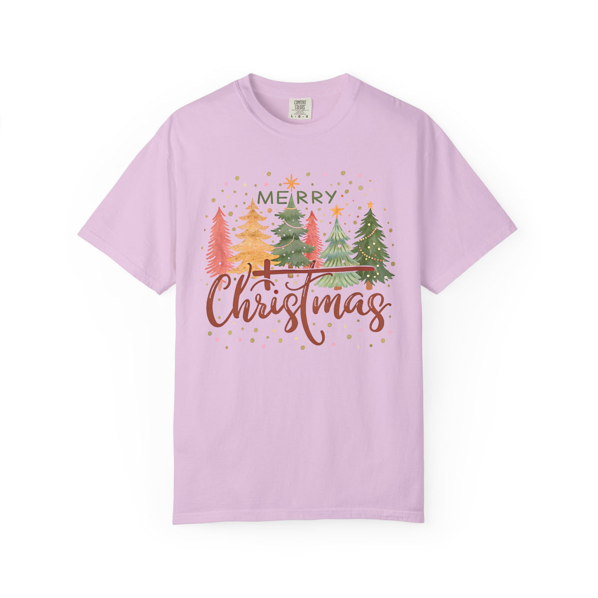 Merry ChrisTmas - Christian Faith - Comfort Colors | Trendy Women's T-Shirt. Direct to Garment. Printed & Shipped in the USA. Unisex Sizes.