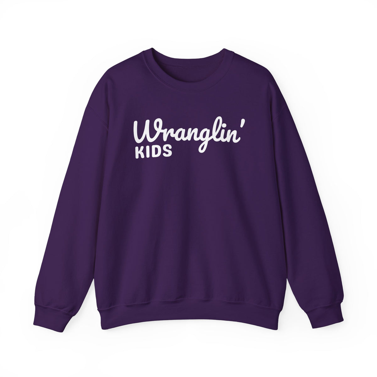 Wranglin' Kids Funny Mom Dad – Gildan Heavy Blend | Trendy Women’s and Men's Soft Sweatshirt. Direct to Garment. Printed & Shipped in the USA. Unisex Sizes.