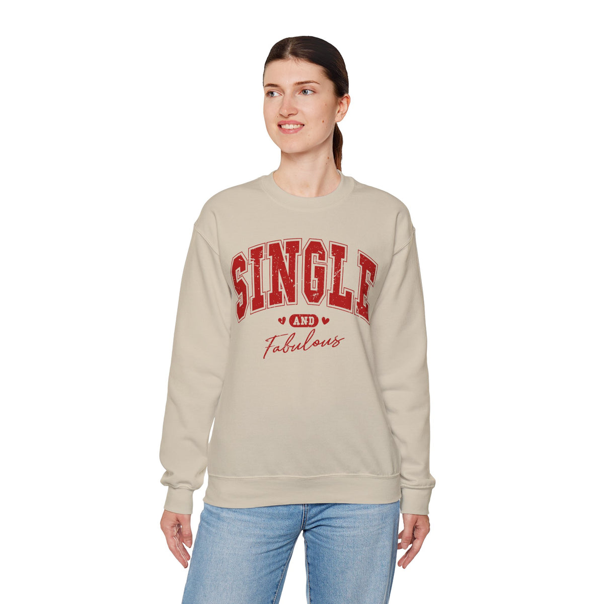 Single and Fabulous - Varsity – Gildan Heavy Blend | Trendy Women’s Soft Sweatshirt. Direct to Garment. Printed & Shipped in the USA. Unisex Sizes.
