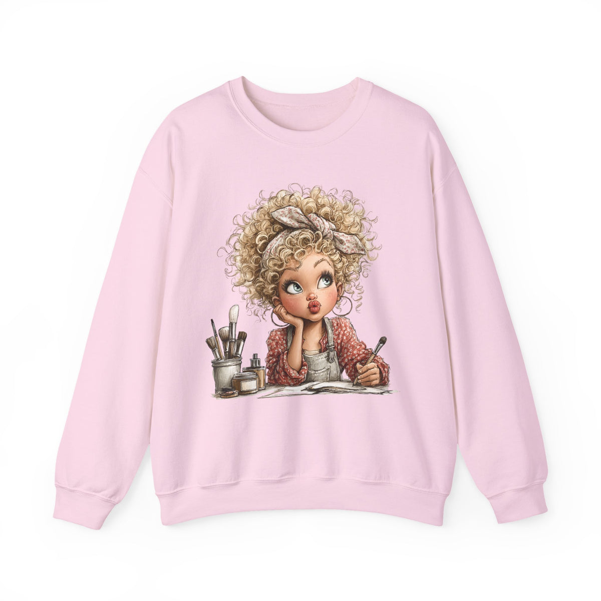Cute Artist Curly Girl – Gildan Heavy Blend | Trendy Women’s Soft Sweatshirt. Direct to Garment. Printed & Shipped in the USA. Unisex Sizes.