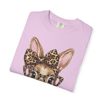 Bunny with Leopard Bow and Glasses - Comfort Colors | Trendy Women's T-Shirt. Direct to Garment. Printed & Shipped in the USA. Unisex Sizes.
