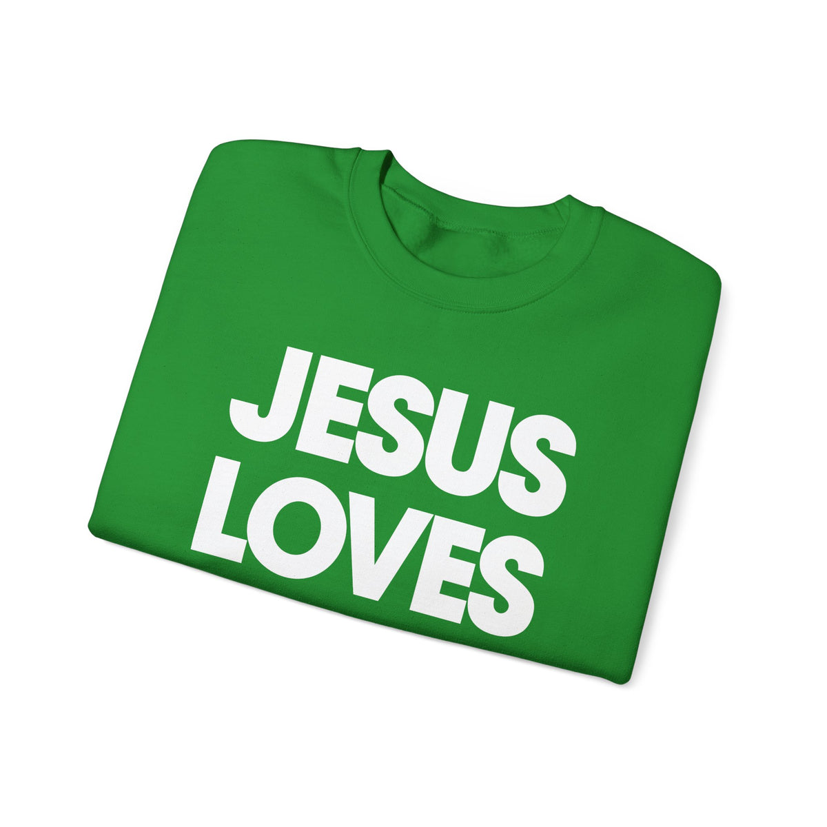 Jesus Loves You – Gildan Heavy Blend | Trendy Women’s and Men's Soft Sweatshirt. Direct to Garment. Printed & Shipped in the USA. Unisex Sizes.