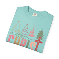 Merry ChrisTmas Christian Faith Graphic - Comfort Colors | Trendy Women's T-Shirt. Direct to Garment. Printed & Shipped in the USA. Unisex Sizes.