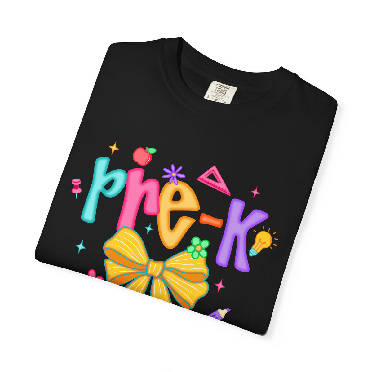 Coquette Pre-K Pencil Bow - Comfort Colors | Trendy Women's T-Shirt. Direct to Garment. Printed & Shipped in the USA. Unisex Sizes.