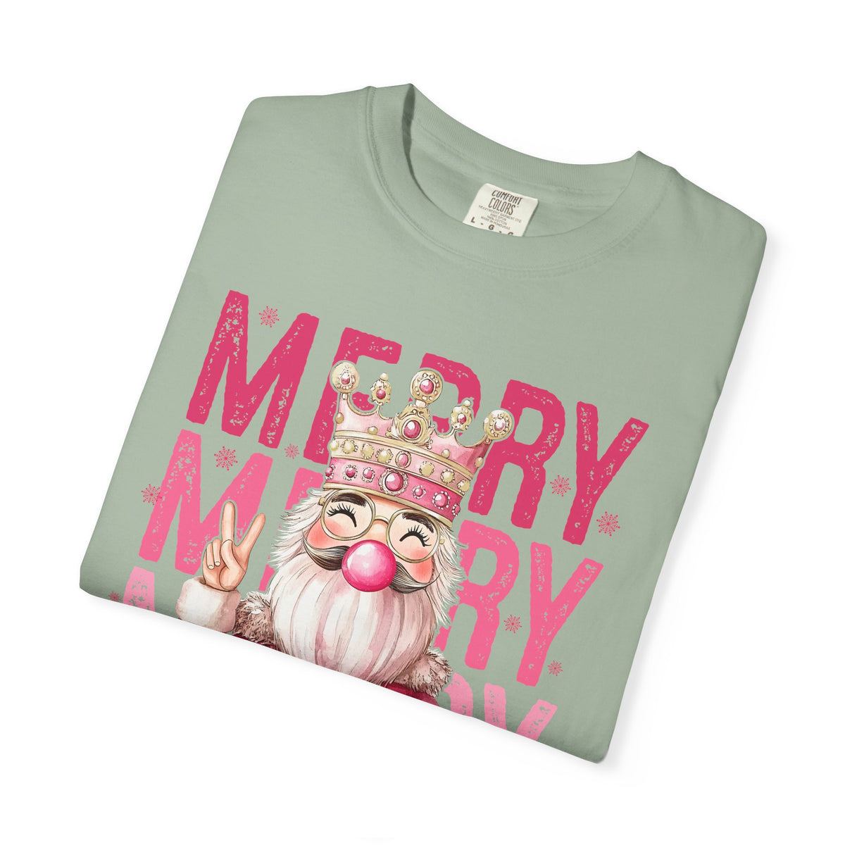 Merry Christmas — Cute Pink Bubblegum Nutcracker  - Comfort Colors | Trendy Women's T-Shirt. Direct to Garment. Printed & Shipped in the USA. Unisex Sizes.