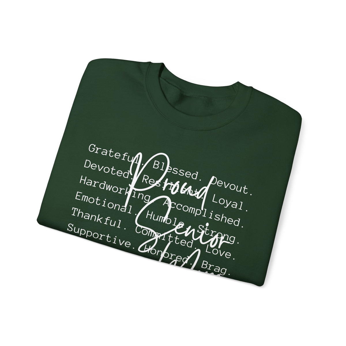 Proud Senior Mom, Description – Gildan Heavy Blend | Trendy Women’s Soft Sweatshirt. Direct to Garment. Printed & Shipped in the USA. Unisex Sizes.