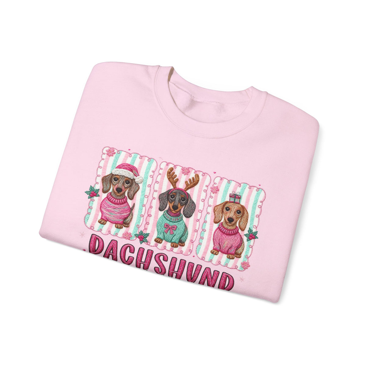 Dachshund Through the Snow – Gildan Heavy Blend | Trendy Women’s Soft Sweatshirt. Direct to Garment. Printed & Shipped in the USA. Unisex Sizes.