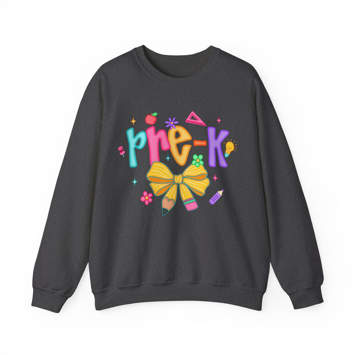 Coquette Pre-K Pencil Bow – Gildan Heavy Blend | Trendy Women’s Soft Sweatshirt. Direct to Garment. Printed & Shipped in the USA. Unisex Sizes.