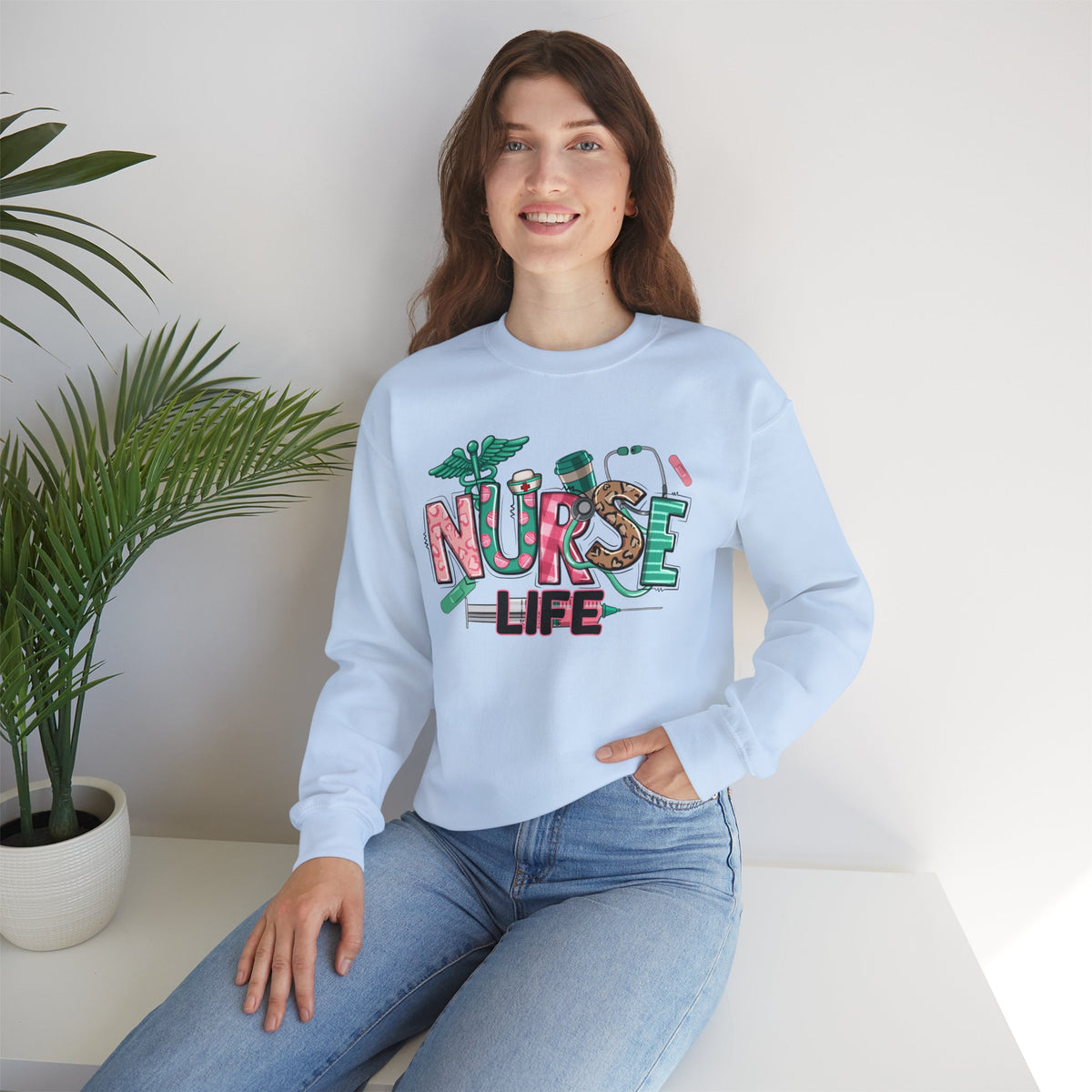 Nurse Life Cute Preppy Healthcare – Gildan Heavy Blend | Trendy Women’s Soft Sweatshirt. Direct to Garment. Printed & Shipped in the USA. Unisex Sizes.