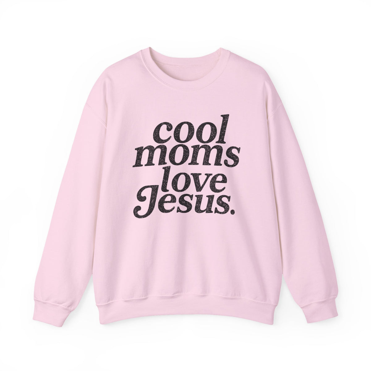 Cool Moms Love Jesus – Gildan Heavy Blend | Trendy Women’s Soft Sweatshirt. Direct to Garment. Printed & Shipped in the USA. Unisex Sizes.