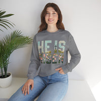 He Is Risen, Christian Floral Easter – Gildan Heavy Blend | Trendy Women’s Soft Sweatshirt. Direct to Garment. Printed & Shipped in the USA. Unisex Sizes.