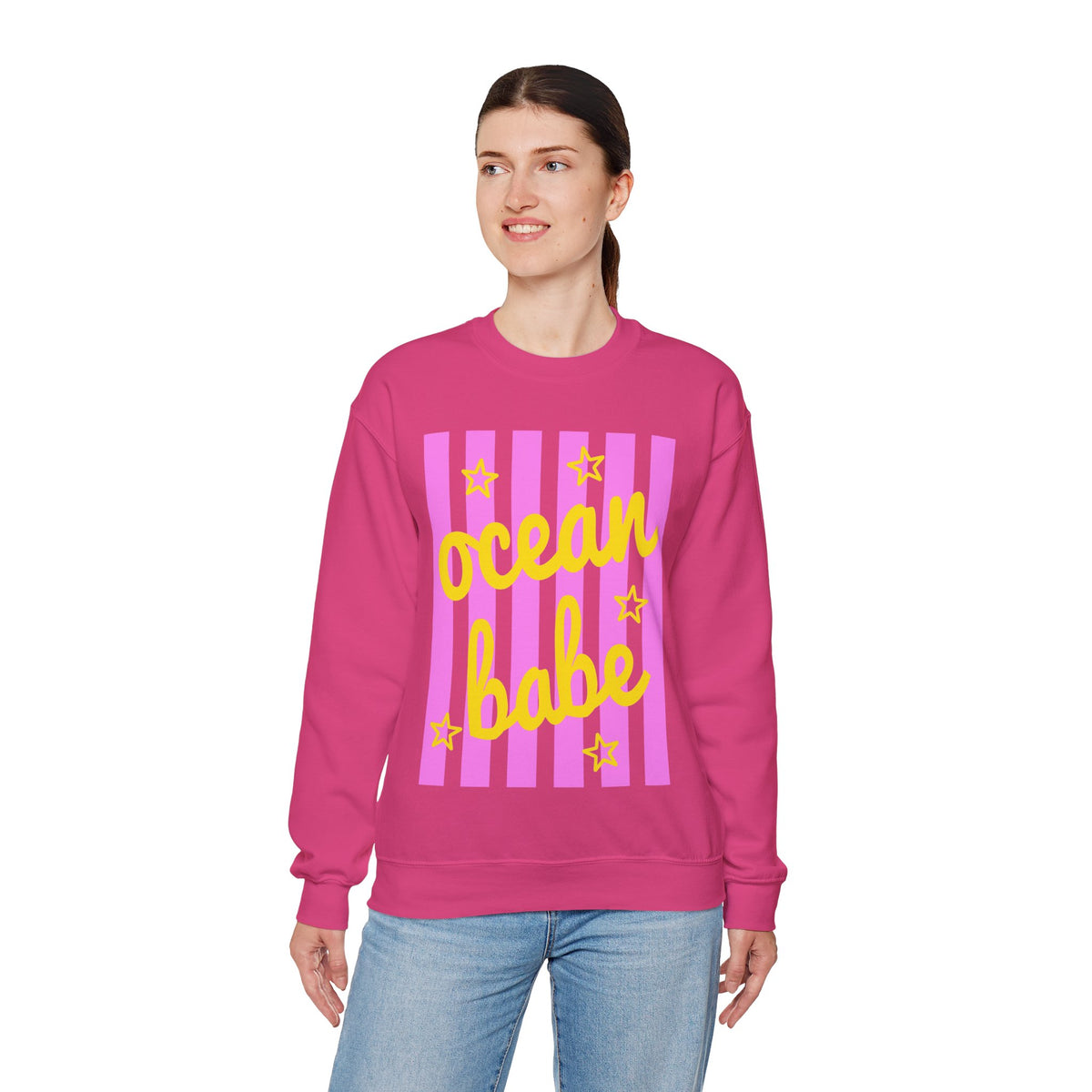 Ocean Babe – Gildan Heavy Blend | Trendy Women’s Soft Sweatshirt. Direct to Garment. Printed & Shipped in the USA. Unisex Sizes.