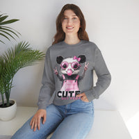 Cute But Feral, Possum in Pink Bibs – Gildan Heavy Blend | Trendy Women’s Soft Sweatshirt. Direct to Garment. Printed & Shipped in the USA. Unisex Sizes.