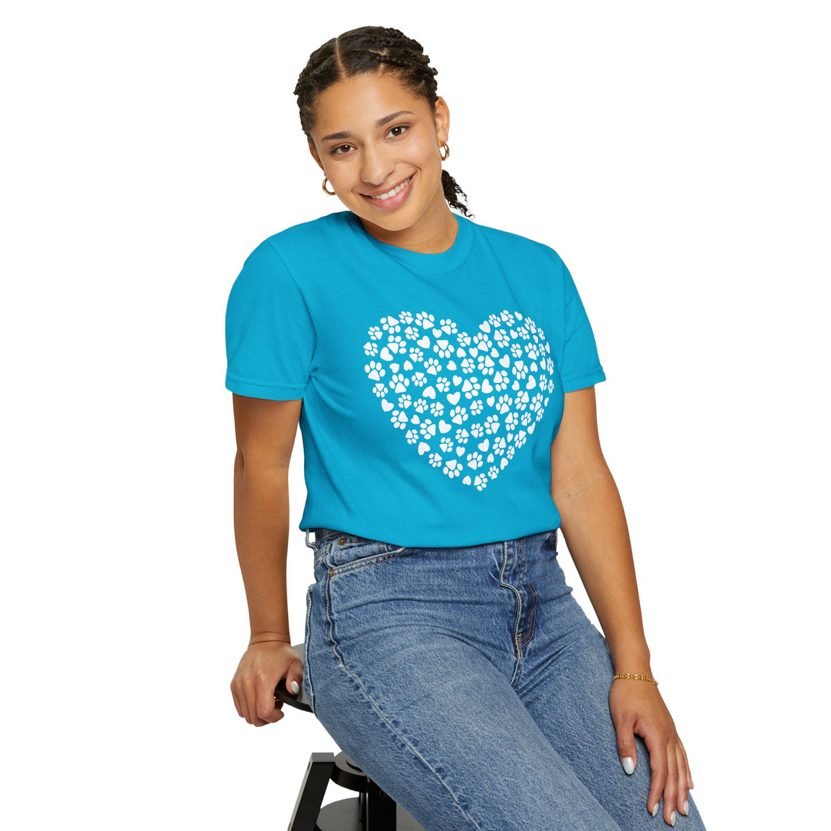 Dog Paw Heart - Comfort Colors | Trendy Women's T-Shirt. Direct to Garment. Printed & Shipped in the USA. Unisex Sizes.