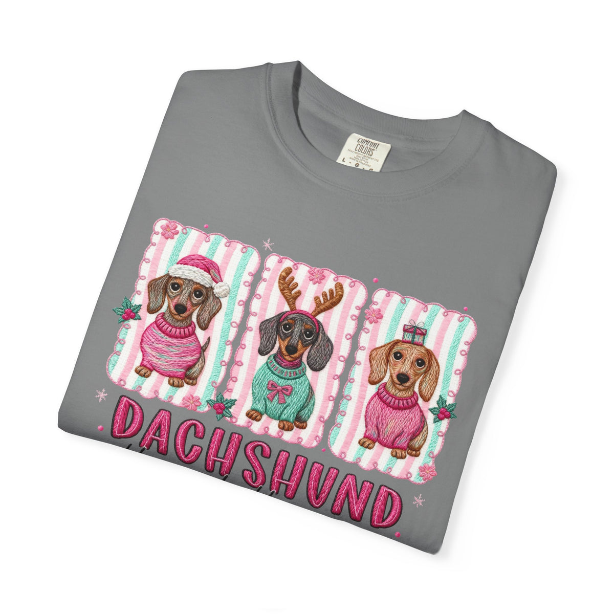 Dachshund Through the Snow - Comfort Colors | Trendy Women's T-Shirt. Direct to Garment. Printed & Shipped in the USA. Unisex Sizes.