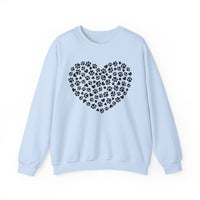 Dog Paw Heart – Gildan Heavy Blend | Trendy Women’s Soft Sweatshirt. Direct to Garment. Printed & Shipped in the USA. Unisex Sizes.