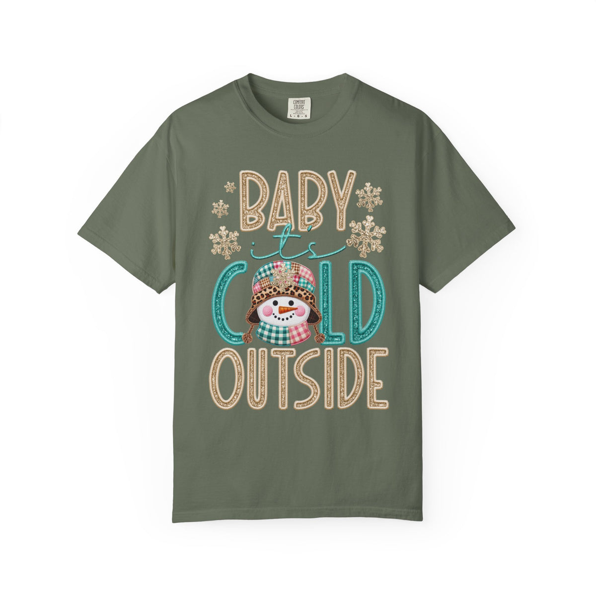 Baby It's Cold Outside Snowman  - Comfort Colors | Trendy Women's T-Shirt. Direct to Garment. Printed & Shipped in the USA. Unisex Sizes.