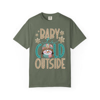 Baby It's Cold Outside Snowman  - Comfort Colors | Trendy Women's T-Shirt. Direct to Garment. Printed & Shipped in the USA. Unisex Sizes.