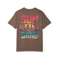Sun Salt Sand, Beach Sunset - Front & Back Print - Comfort Colors | Trendy Women's and Men's T-Shirt. Direct to Garment. Printed & Shipped in the USA. Unisex Sizes.