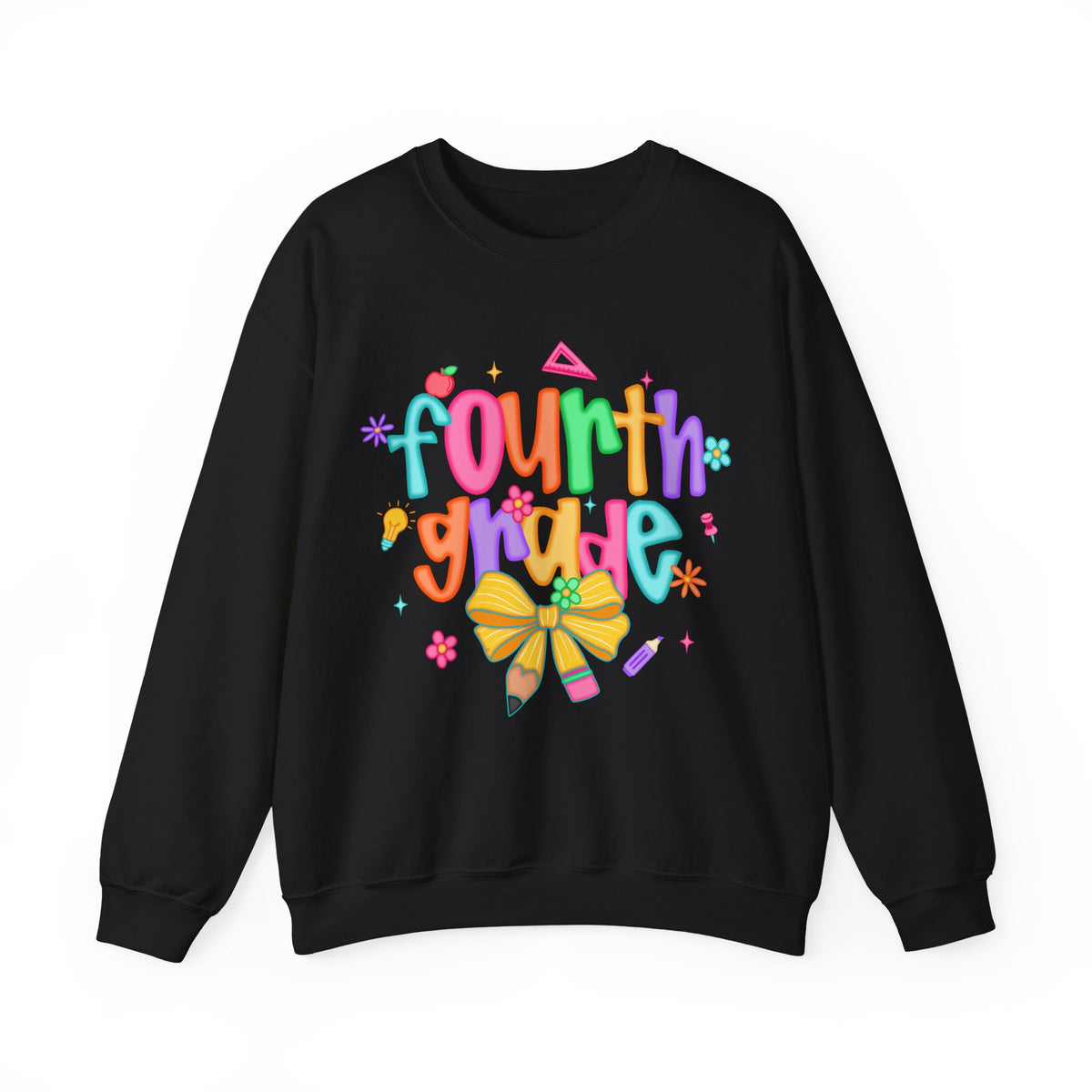 Coquette Fourth Grade Pencil Bow – Gildan Heavy Blend | Trendy Women’s Soft Sweatshirt. Direct to Garment. Printed & Shipped in the USA. Unisex Sizes.