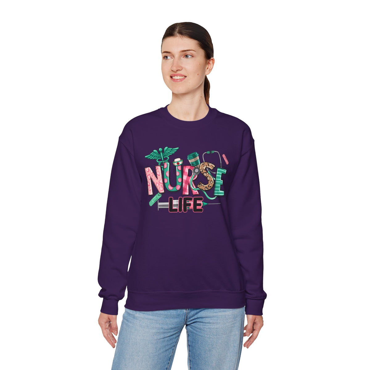 Nurse Life Cute Preppy Healthcare – Gildan Heavy Blend | Trendy Women’s Soft Sweatshirt. Direct to Garment. Printed & Shipped in the USA. Unisex Sizes.