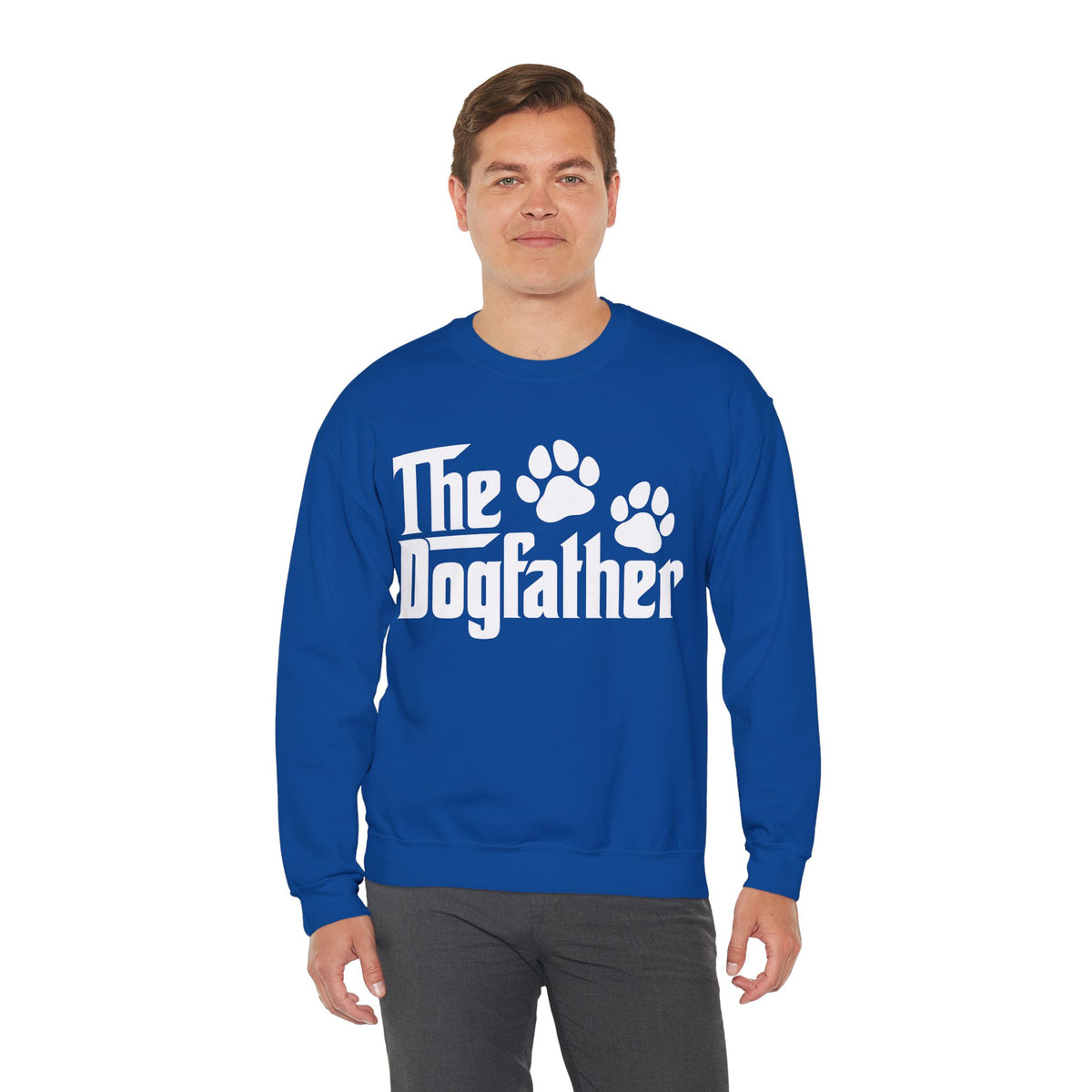 The DogFather – Gildan Heavy Blend | Trendy Men's Soft Sweatshirt. Direct to Garment. Printed & Shipped in the USA. Unisex Sizes.