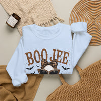 BooJee Ghost with Coffee - Halloween – Gildan Heavy Blend | Trendy Women’s Soft Sweatshirt. Direct to Garment. Printed & Shipped in the USA. Unisex Sizes.