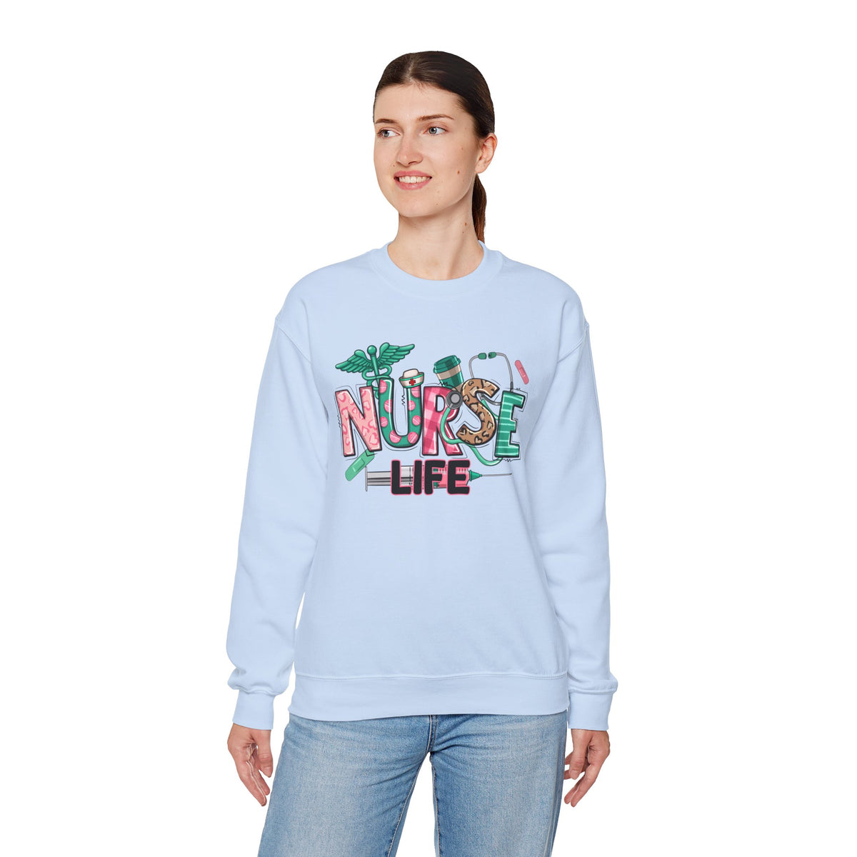 Nurse Life Cute Preppy Healthcare – Gildan Heavy Blend | Trendy Women’s Soft Sweatshirt. Direct to Garment. Printed & Shipped in the USA. Unisex Sizes.