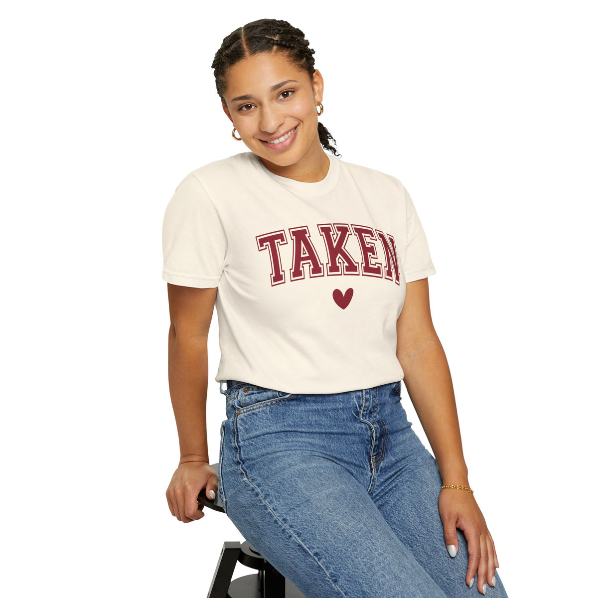Taken - Varsity - Comfort Colors | Trendy Women's T-Shirt. Direct to Garment. Printed & Shipped in the USA. Unisex Sizes.