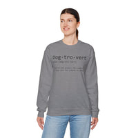 Dogtrovert Typography. Dog Lover – Gildan Heavy Blend | Trendy Men's and Women’s Soft Sweatshirt. Direct to Garment. Printed & Shipped in the USA. Unisex Sizes.