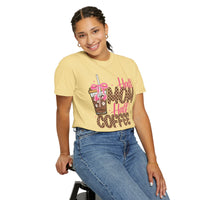 Half Mom Half Coffee. Cute Leopard Print Coffee Design - Comfort Colors | Trendy Women's T-Shirt. Direct to Garment. Printed & Shipped in the USA. Unisex Sizes.