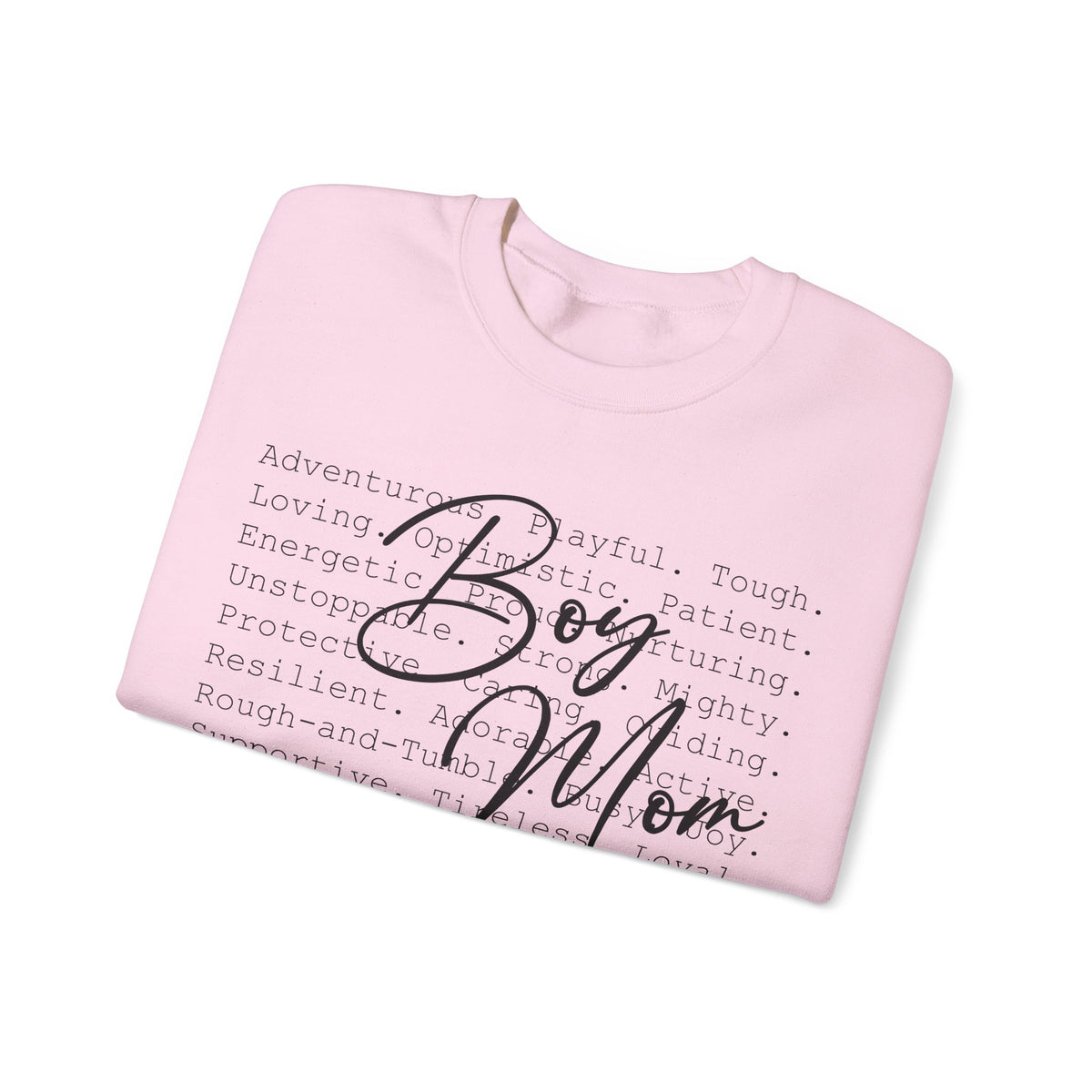 Boy Mom Typography – Gildan Heavy Blend | Trendy Women’s Soft Sweatshirt. Direct to Garment. Printed & Shipped in the USA. Unisex Sizes.