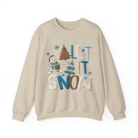 Let It Snow, Snowman – Gildan Heavy Blend | Trendy Women’s Soft Sweatshirt. Direct to Garment. Printed & Shipped in the USA. Unisex Sizes.