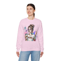 Cool Mombie with Coffee Peace Tattoo - Tired Mom – Gildan Heavy Blend | Trendy Women’s Soft Sweatshirt. Direct to Garment. Printed & Shipped in the USA. Unisex Sizes.
