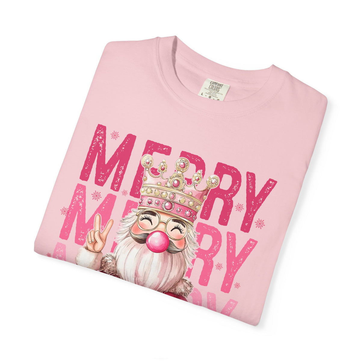 Merry Christmas — Cute Pink Bubblegum Nutcracker  - Comfort Colors | Trendy Women's T-Shirt. Direct to Garment. Printed & Shipped in the USA. Unisex Sizes.