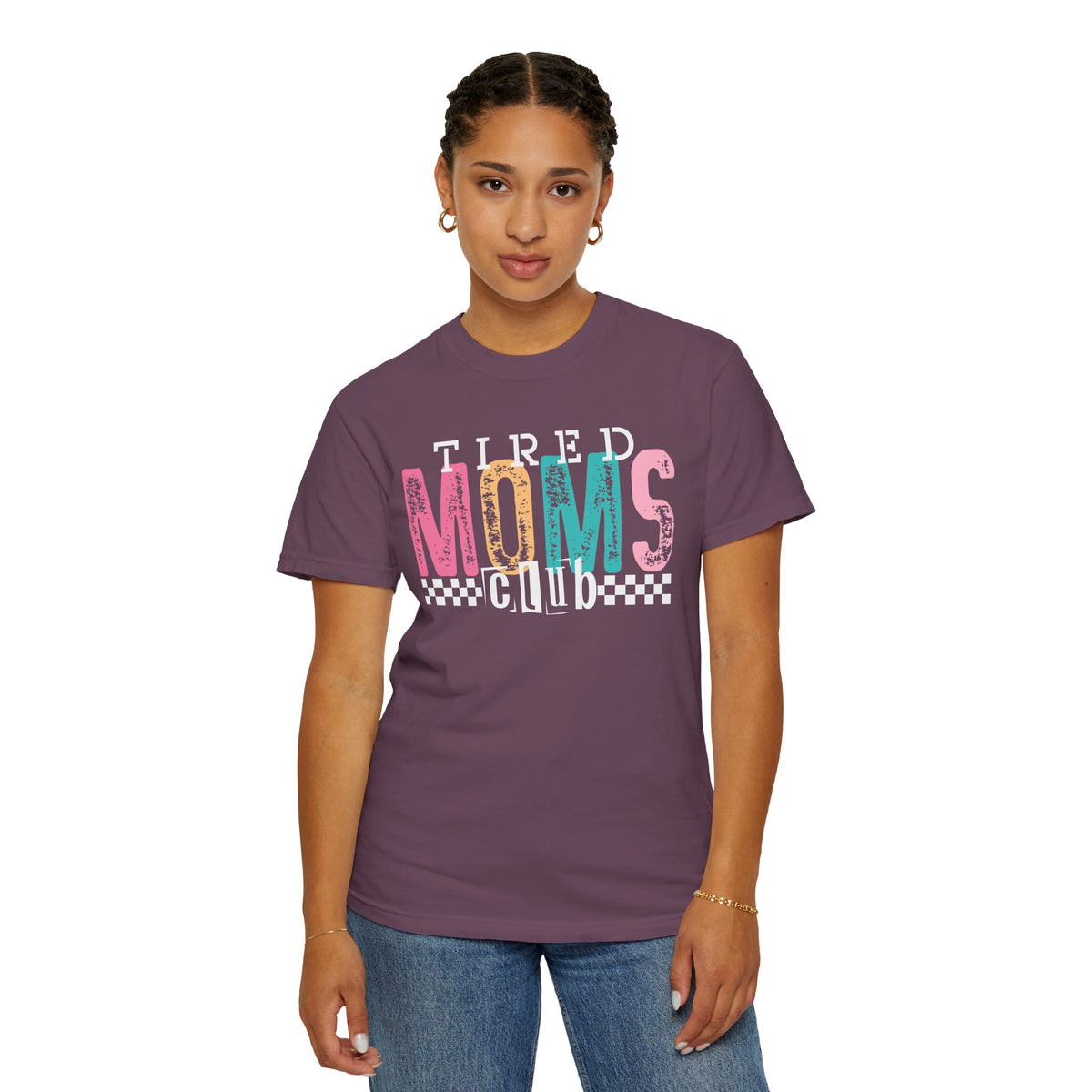 Tired Moms Club Pastel - Comfort Colors | Trendy Women's T-Shirt. Direct to Garment. Printed & Shipped in the USA. Unisex Sizes.