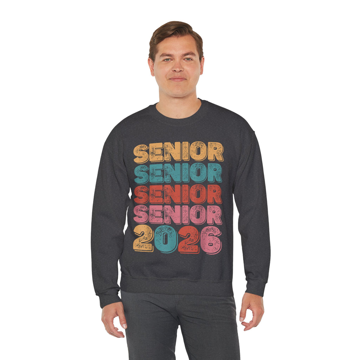 Senior Class of 2026 Retro – Gildan Heavy Blend | Trendy Men's and Women’s Soft Sweatshirt. Direct to Garment. Printed & Shipped in the USA. Unisex Sizes.