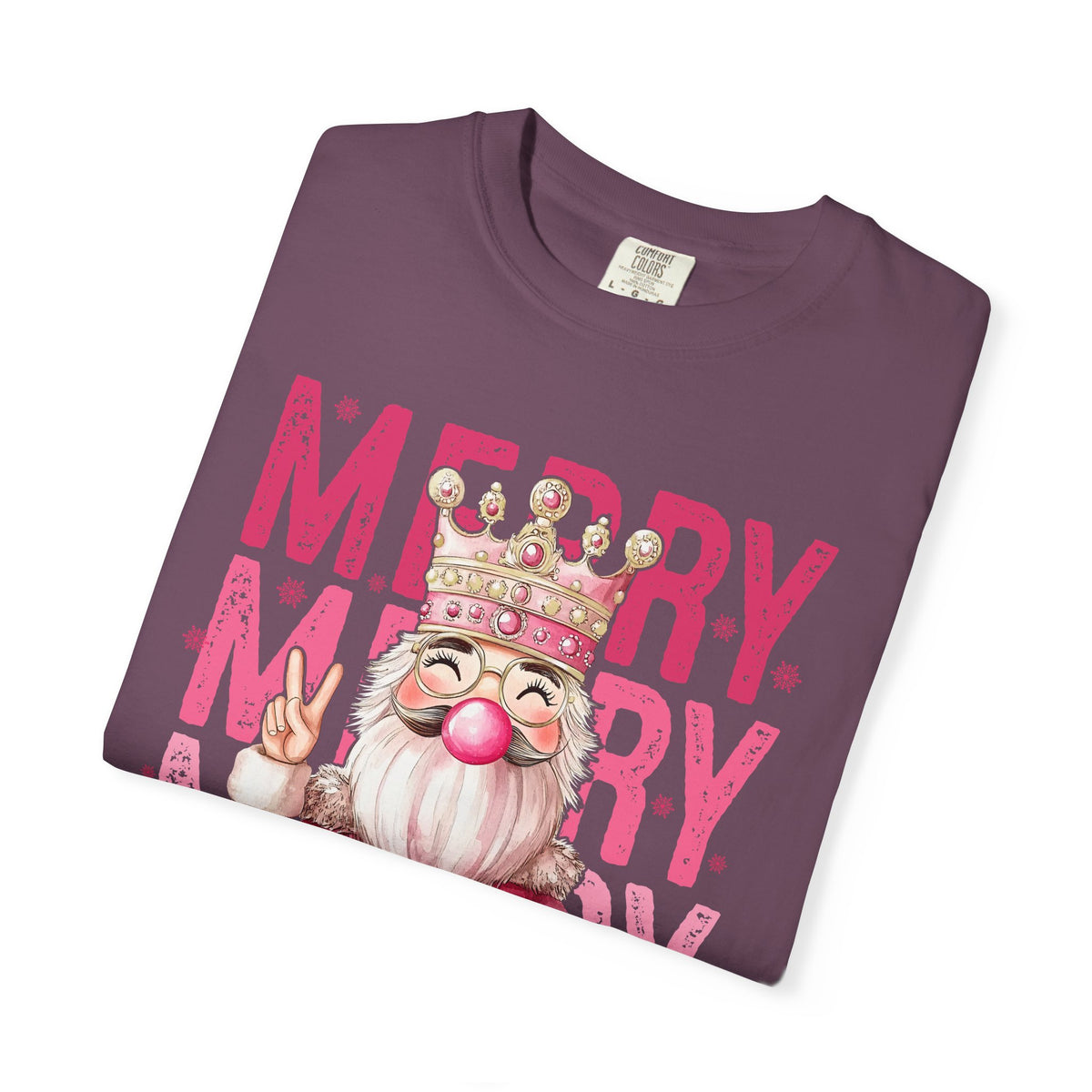 Merry Christmas — Cute Pink Bubblegum Nutcracker  - Comfort Colors | Trendy Women's T-Shirt. Direct to Garment. Printed & Shipped in the USA. Unisex Sizes.