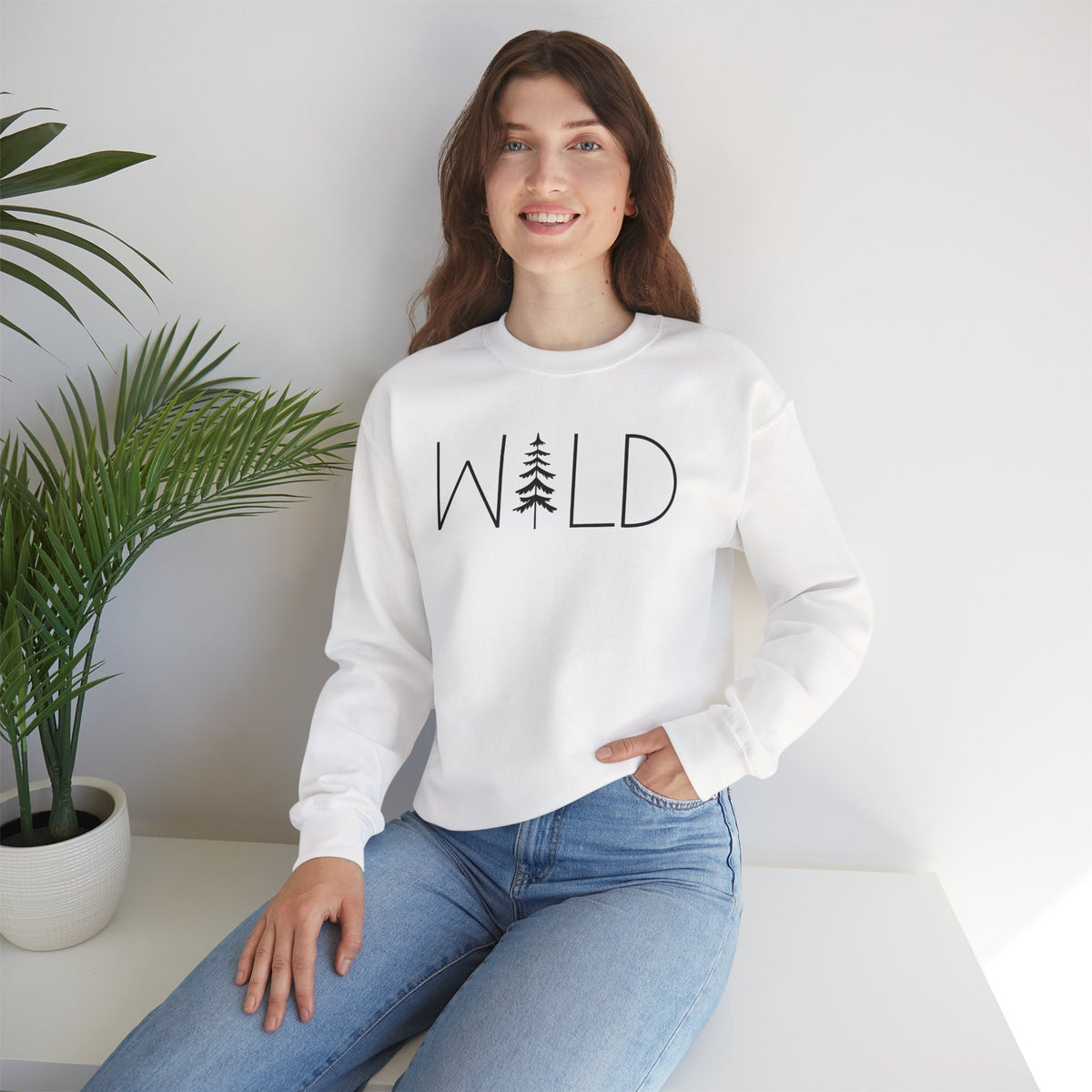 Wild Graphic, Nature, Pine Tree, Adventure – Gildan Heavy Blend | Trendy Women’s and Men's Soft Sweatshirt. Direct to Garment. Printed & Shipped in the USA. Unisex Sizes.