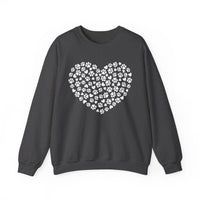 Dog Paw Heart – Gildan Heavy Blend | Trendy Women’s Soft Sweatshirt. Direct to Garment. Printed & Shipped in the USA. Unisex Sizes.