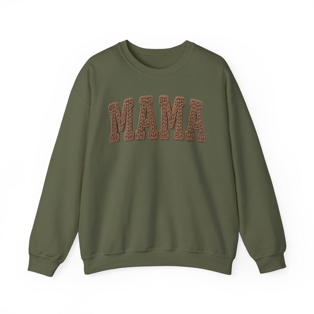Mama, Faux Knit – Gildan Heavy Blend | Trendy Women’s Soft Sweatshirt. Direct to Garment. Printed & Shipped in the USA. Unisex Sizes.