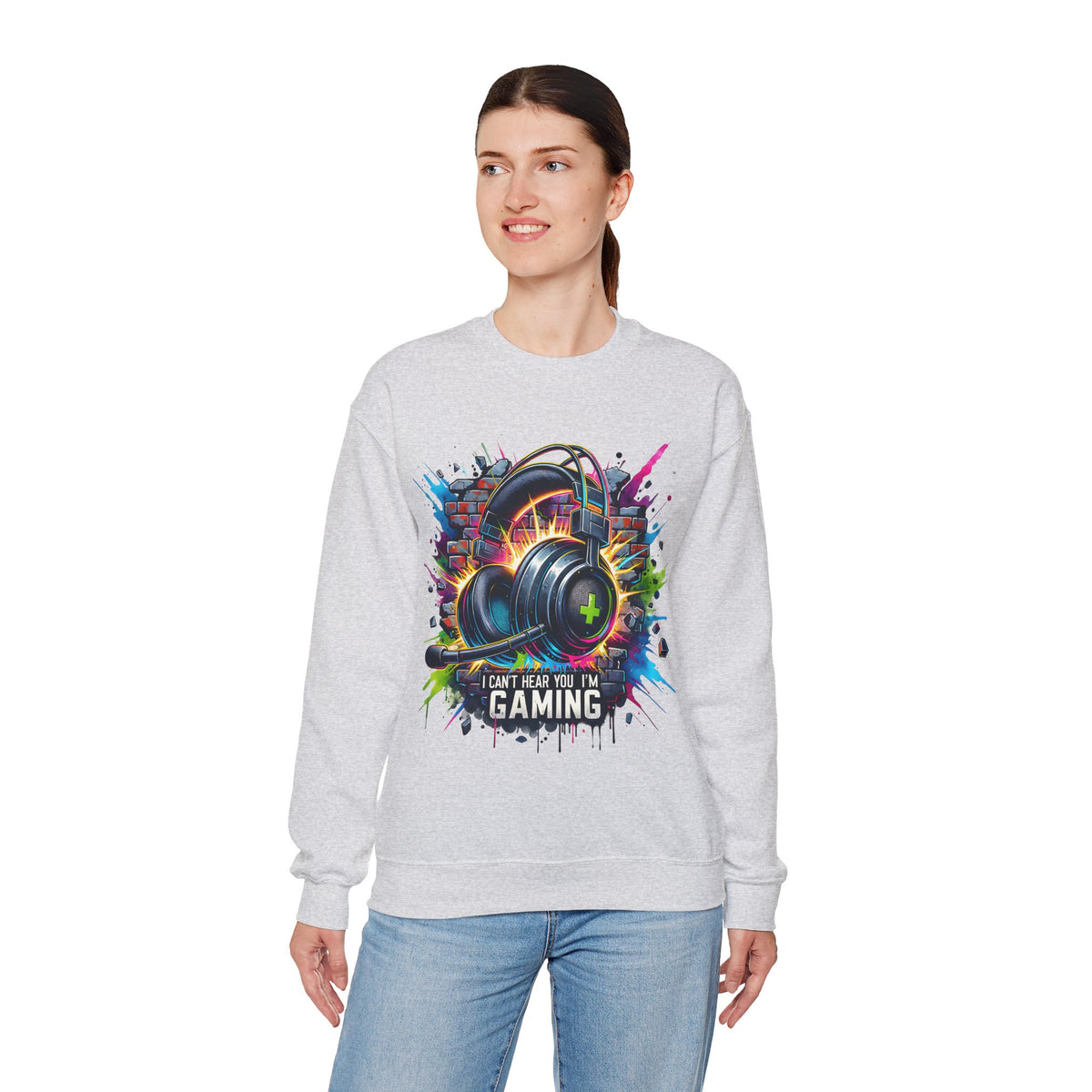Gaming Headset I Can't Hear You, I'm Gaming – Gildan Heavy Blend | Trendy Women’s and Men's Soft Sweatshirt. Direct to Garment. Printed & Shipped in the USA. Unisex Sizes.