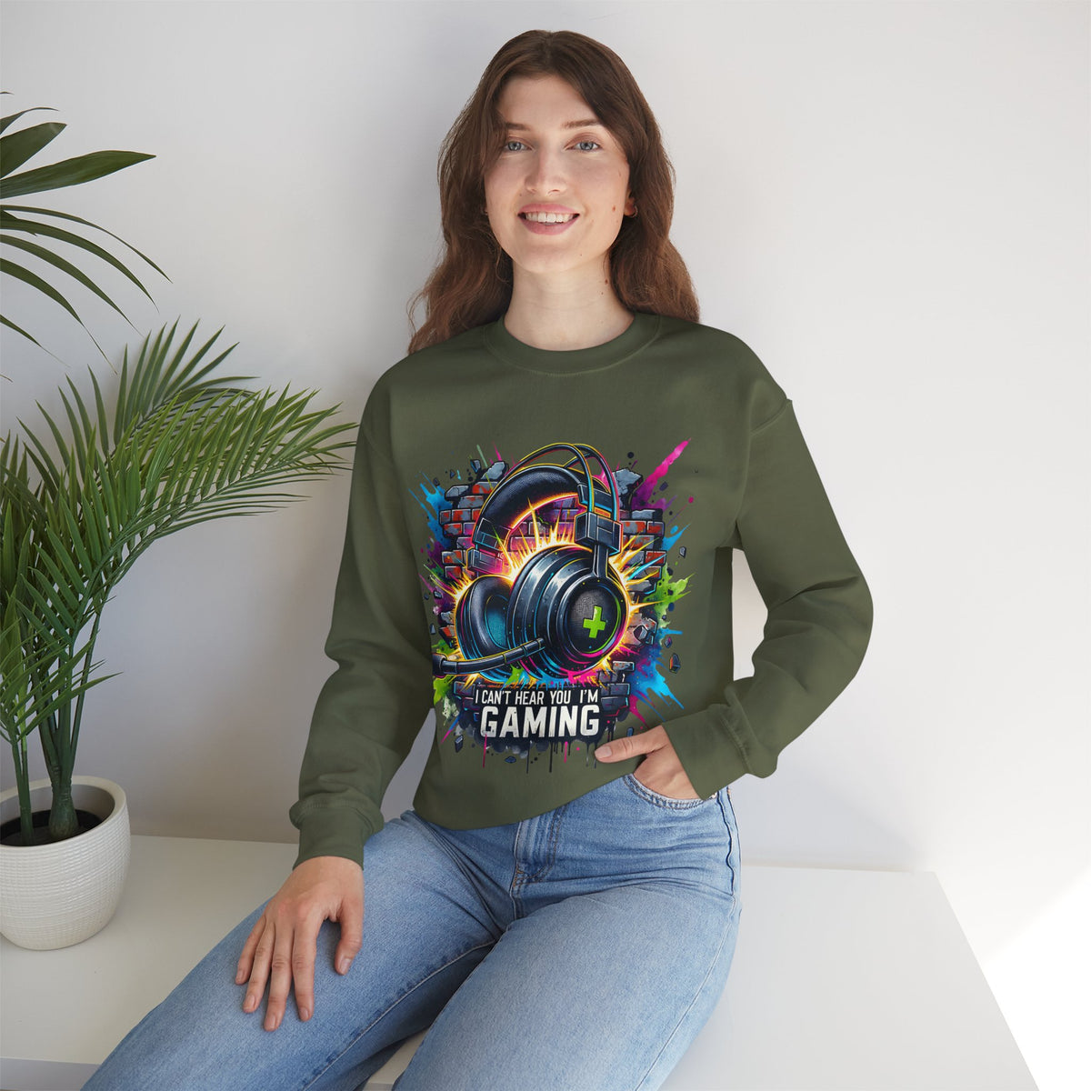 Gaming Headset I Can't Hear You, I'm Gaming – Gildan Heavy Blend | Trendy Women’s and Men's Soft Sweatshirt. Direct to Garment. Printed & Shipped in the USA. Unisex Sizes.