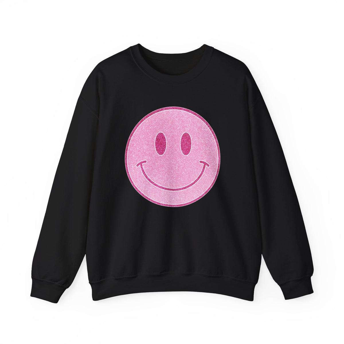 Glitter Smiley – Gildan Heavy Blend | Trendy Women’s Soft Sweatshirt. Direct to Garment. Printed & Shipped in the USA. Unisex Sizes.