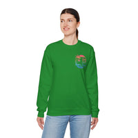Sun Salt Sand, Beach Sunset - Front & Back Print – Gildan Heavy Blend | Trendy Women’s and Men's Soft Sweatshirt. Direct to Garment. Printed & Shipped in the USA. Unisex Sizes.